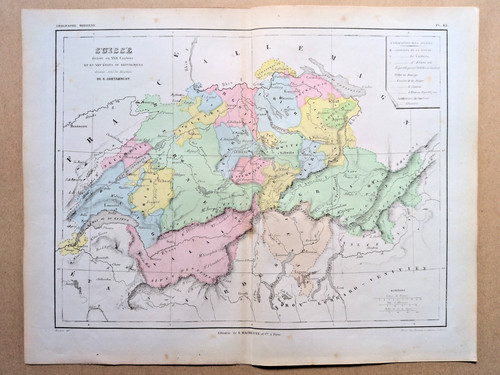 Antica mappa della svizzera - mappa, in
