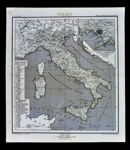 Mappa lunga 1875 italia - mappa,