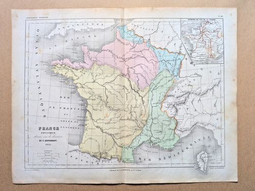 Antica mappa della francia - antica,