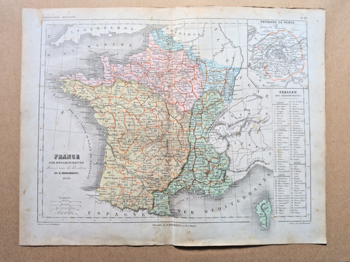 Antica mappa della - francia, in