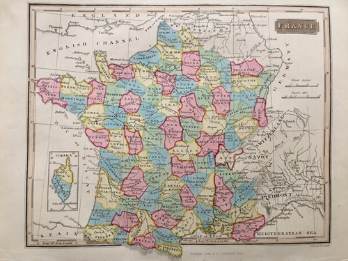 Mappa antica 1839 francia - mappa,