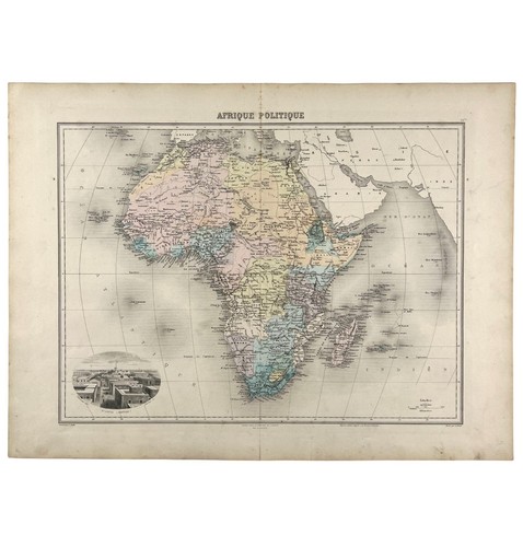 1880 mappa colorata - a, mano